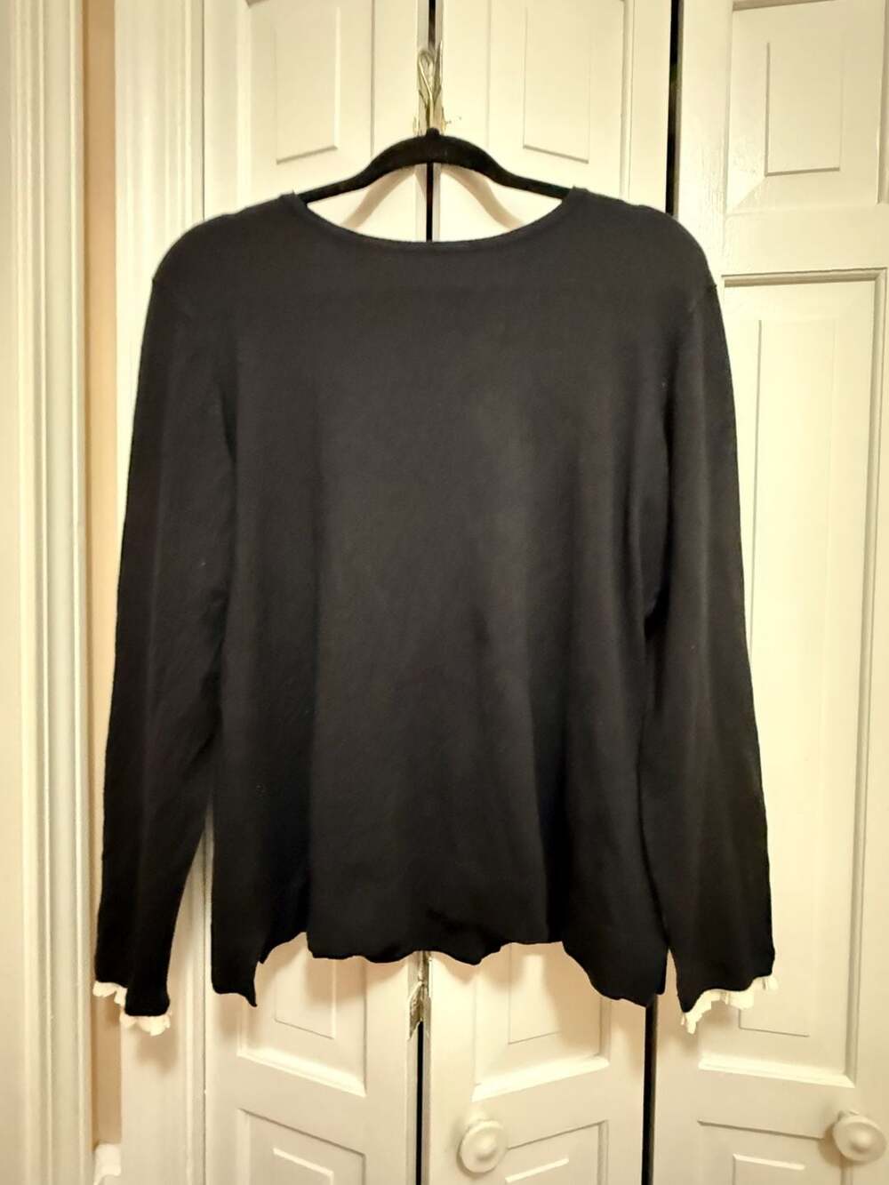 The Limited Black Long Sleeve Sweater Ruffle Cuffs Size L